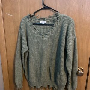 Promesa Green V-Neck Sweater